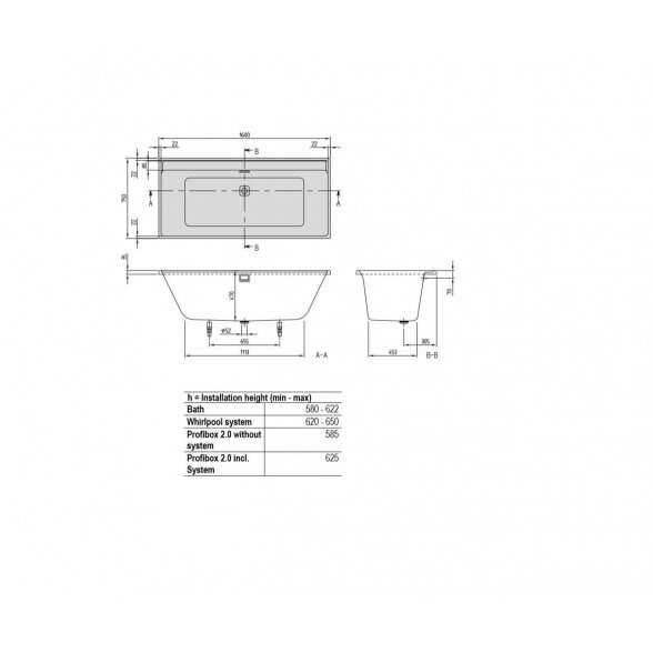 Villeroy & Boch Collaro Duo akrilinė vonia 160x75 cm 2