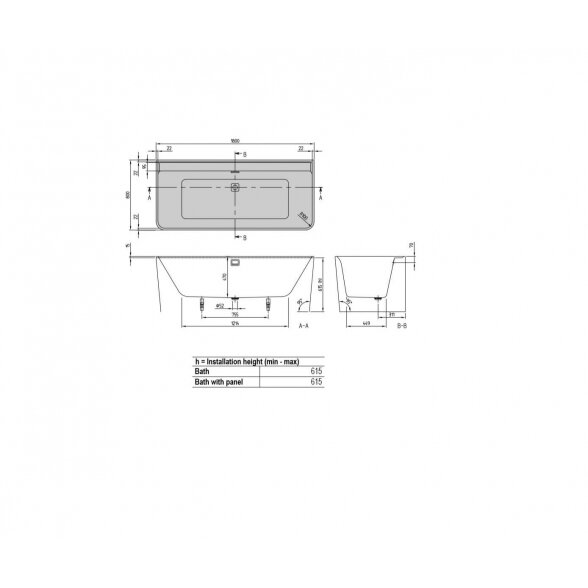 Villeroy & Boch Collaro Duo akrilinė vonia 180x80 cm 8