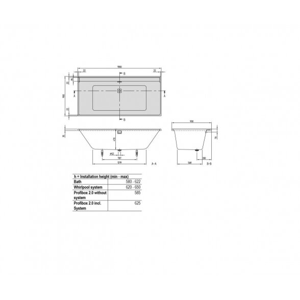 Villeroy & Boch Collaro Duo akrilinė vonia 190x90 cm 4