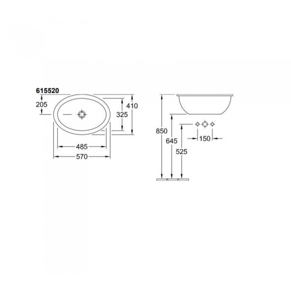 Villeroy & Boch Loop&Friends įleidžiamas į stalviršį praustuvas 450-660 2