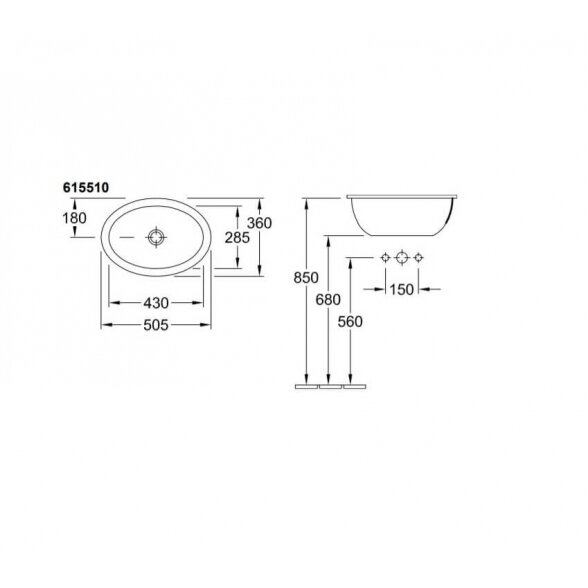 Villeroy & Boch Loop&Friends įleidžiamas į stalviršį praustuvas 450-660 3