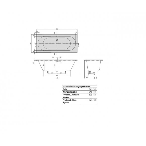 Villeroy & Boch O. Novo Duo akrilinė vonia 180-190x80-90 3