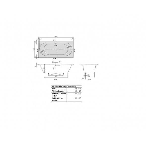 Villeroy & Boch O. Novo Duo akrilinė vonia 180-190x80-90 4