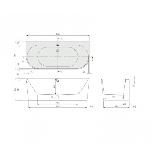 Villeroy & Boch Oberon 2.0 Duo vonia 180x80 cm 4