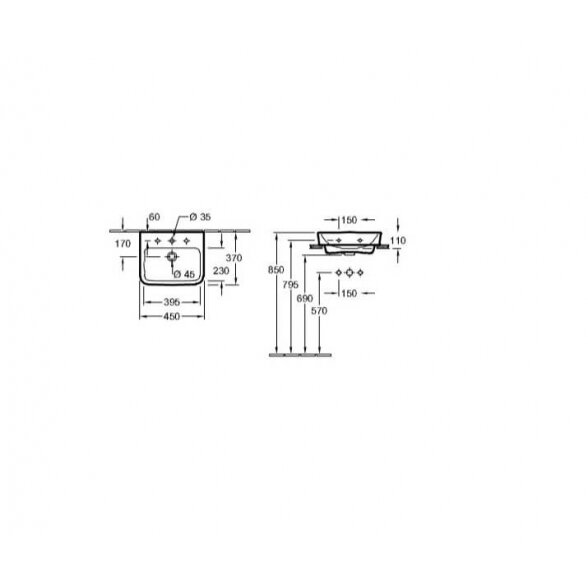 Villeroy & Boch O.Novo 450 pakabinamas praustuvas 2