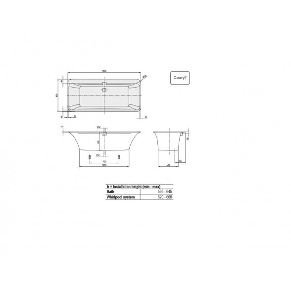 Villeroy & Boch Squaro 12 Duo Oval akrilinė vonia 180x80 cm 1