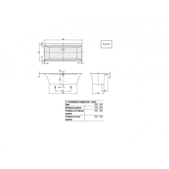 Villeroy & Boch Squaro Edge 12 vonia su kojomis 5