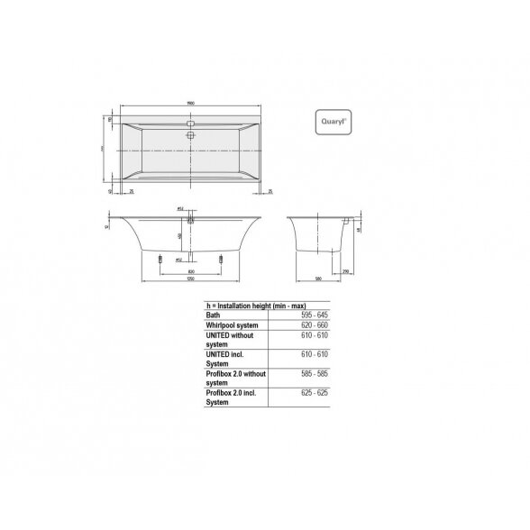 Villeroy & Boch Squaro Edge 12 vonia su kojomis 7