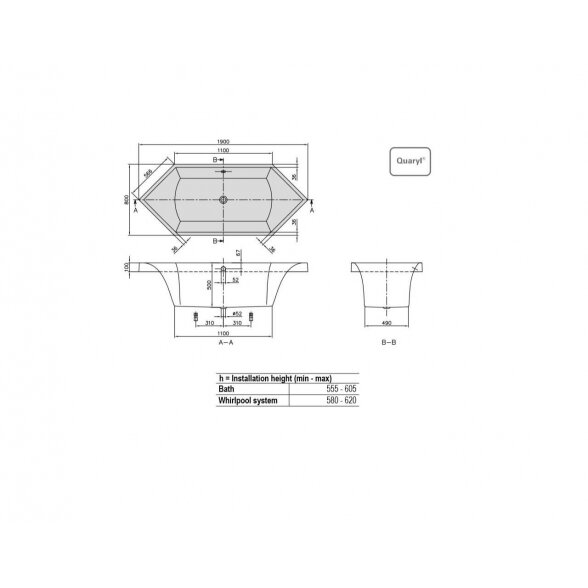 Villeroy & Boch Squaro kampinė akrilinė vonia 190x80 cm 5