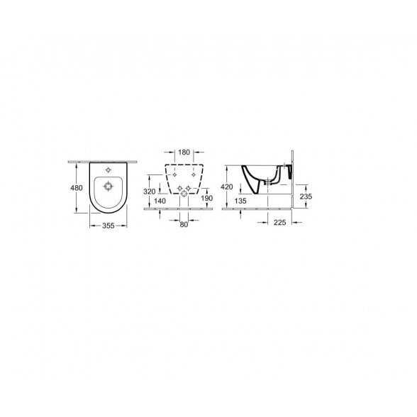 Villeroy & Boch Subway 2.0 48x35,5 pakabinama bidė su Ceramic Plus danga 2