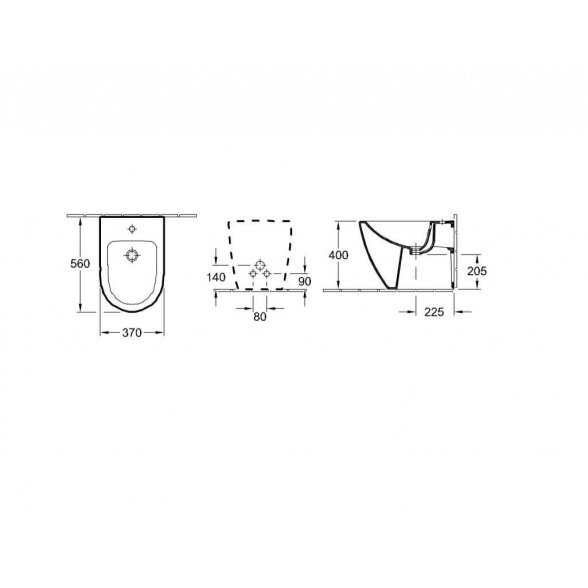 Villeroy & Boch Subway 2.0 56x37 pastatoma bidė su Ceramic Plus danga 4