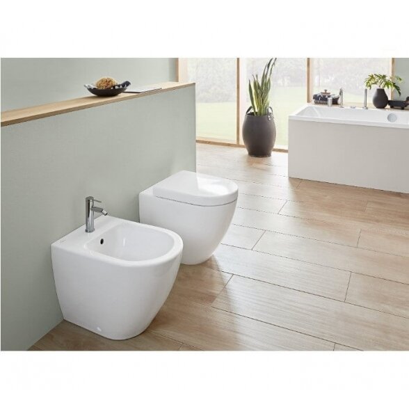 Villeroy & Boch Subway 2.0 Rimless 56x37 pristatomas klozetas su lėtaeigiu dangčiu 2