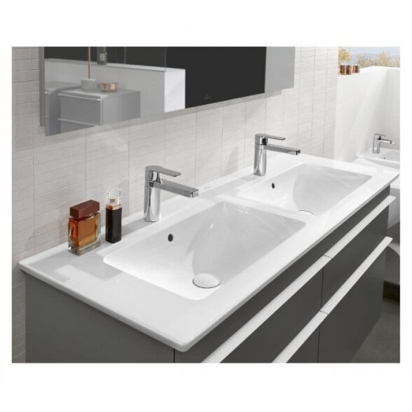 Villeroy & Boch Venticello 1300x500 baldinis/pakabinamas dviejų dubenų praustuvas 3