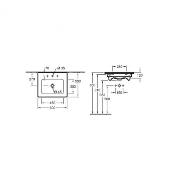 Villeroy & Boch Venticello 600x500 baldinis/pakabinamas praustuvas 3