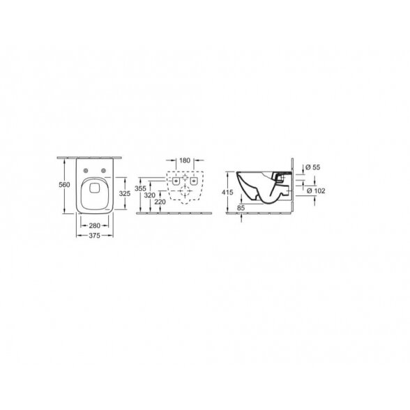 Villeroy & Boch Venticello Rimless 56x37,5 pakabinamas klozetas su lėtaeigiu dangčiu 5