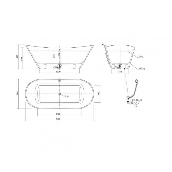 Vispool Aura Belisana 2 1785x780 mm lieto akmens vonia 4