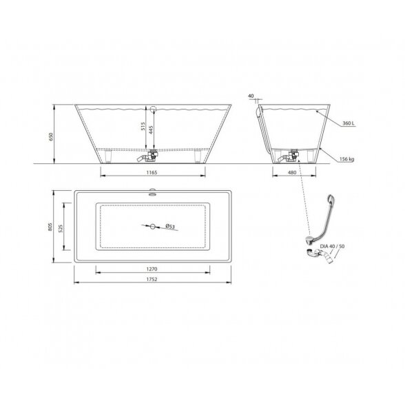 Vispool Aura Erunna 1 1752x805 mm lieto akmens vonia 11