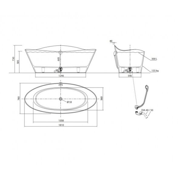 Vispool Aura Iris 1 1810x780 mm lieto akmens vonia 4