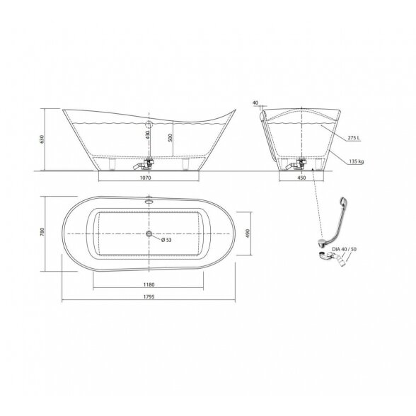 Vispool Aura Kami 1 1795x780 mm lieto akmens vonia 5