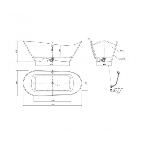 Vispool Aura Kami 2 1795x780 mm lieto akmens vonia 4