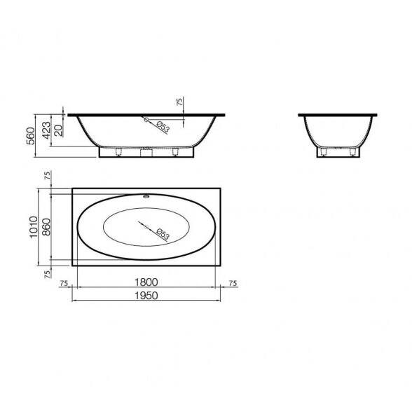 Vispool Gemma 1 1950x1010 mm lieto akmens vonia 1