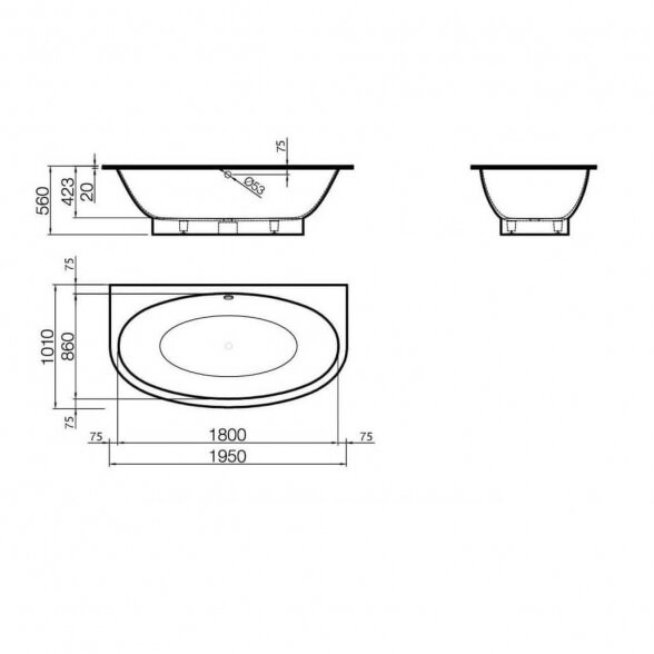 Vispool Gemma 2 1950x1010 mm lieto akmens vonia 2