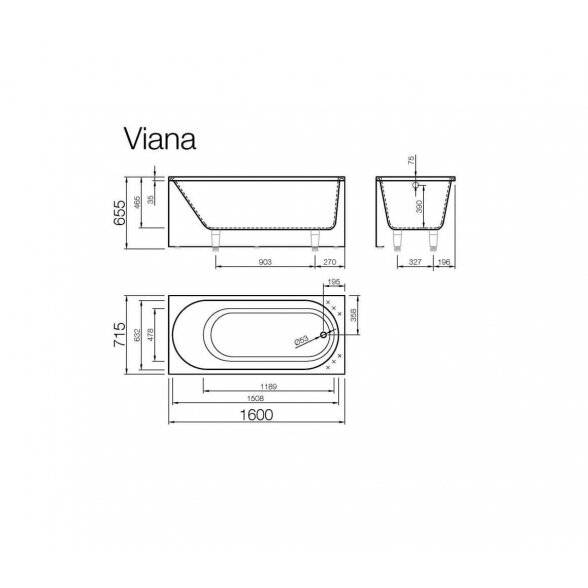 Vispool Viana 1600x715 mm lieto akmens vonia 3